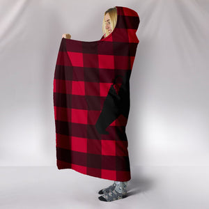 Red Plaid Mountain Bear Hooded blanket,Blanket with Hood,Soft Blanket,Hippie Hooded Blanket,Sherpa Blanket,Bright Colorful, Colorful Throw