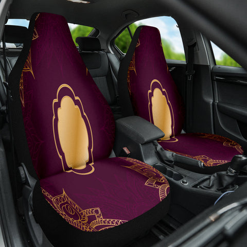 Image of Gold Mandala Red Car Seat Covers, Front Seat Protectors, 2pc Auto
