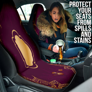 Gold Mandala Red Car Seat Covers, Front Seat Protectors, 2pc Auto