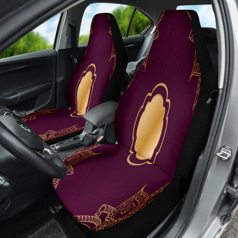 Image of Gold Mandala Red Car Seat Covers, Front Seat Protectors, 2pc Auto