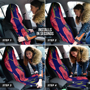 Red Poppy Flowers Car Seat Covers, Botanical Front Seat Protectors, 2pc Auto