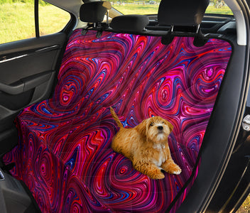 Red Purple Marble Texture Backseat Pet Covers , Abstract Art Car Accessories,