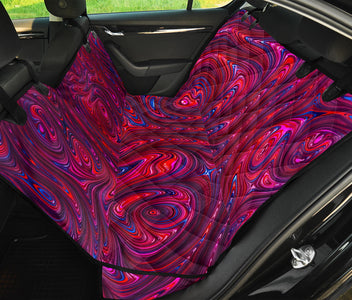 Red Purple Marble Texture Backseat Pet Covers , Abstract Art Car Accessories,
