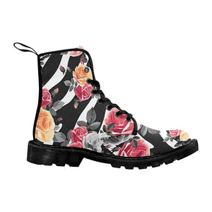Roses Black Womens Boots Combat Style Boots, Rain Boots,Hippie,Combat Style Boots,Emo Punk Boots