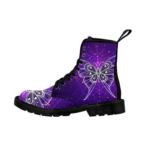 Sacred Butterfly Purple Womens Boots Rain Boots,Hippie,Combat Style Boots,Emo Punk Boots,Goth Winter