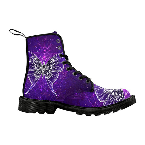 Image of Sacred Butterfly Purple Womens Boots Rain Boots,Hippie,Combat Style Boots,Emo Punk Boots,Goth Winter