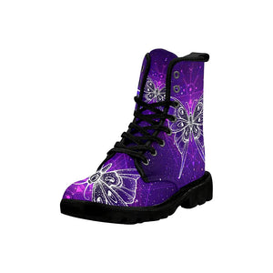 Sacred Butterfly Purple Womens Boots Rain Boots,Hippie,Combat Style Boots,Emo Punk Boots,Goth Winter