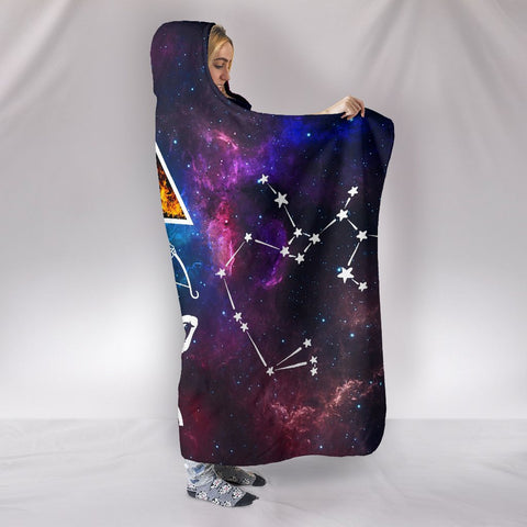 Image of Sagittarius Zodiac Astrology Chart Blanket,Sherpa Blanket,Bright Colorful, Colorful Throw,Vibrant Pattern Hooded blanket,Blanket with Hood