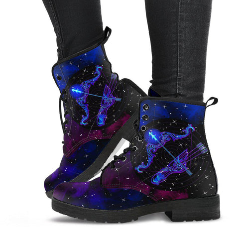 Image of Handcrafted Women’s Vegan Leather Boots , Sagittarius Zodiac Sign Astrology ,