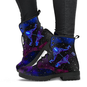 Handcrafted Women’s Vegan Leather Boots , Sagittarius Zodiac Sign Astrology ,