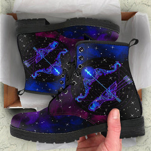 Handcrafted Women’s Vegan Leather Boots , Sagittarius Zodiac Sign Astrology ,