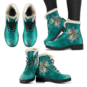 Sea Green Unicorn Combat Style Boots, Classic Boot, Custom Boots,Boho Chic boots,Spiritual ,Comfortable Boots,Decor Womens Boots