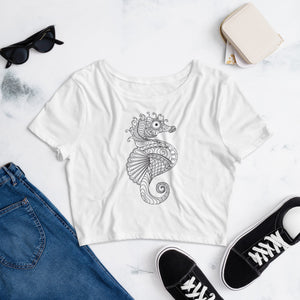 Seahorse Women’S Crop Tee, Fashion Style Cute crop top, casual outfit, Crop Top