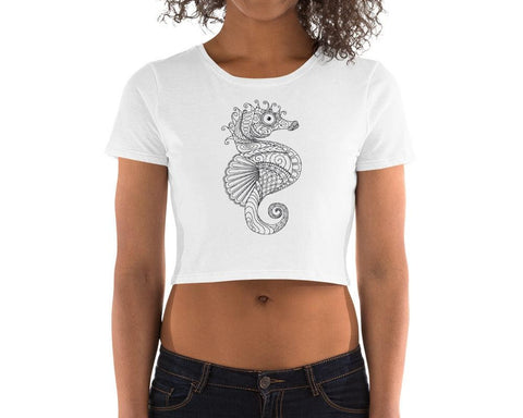 Image of Seahorse Women’S Crop Tee, Fashion Style Cute crop top, casual outfit, Crop Top