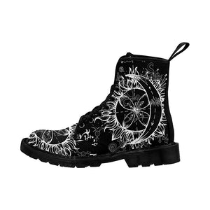 Seamless Background With Symbols Of Sun And Moon, Alchemy Womens Comfortable Boots,Decor Womens Boots