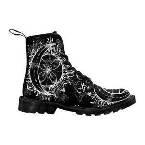 Seamless Background With Symbols Of Sun And Moon, Alchemy Womens Comfortable Boots,Decor Womens Boots