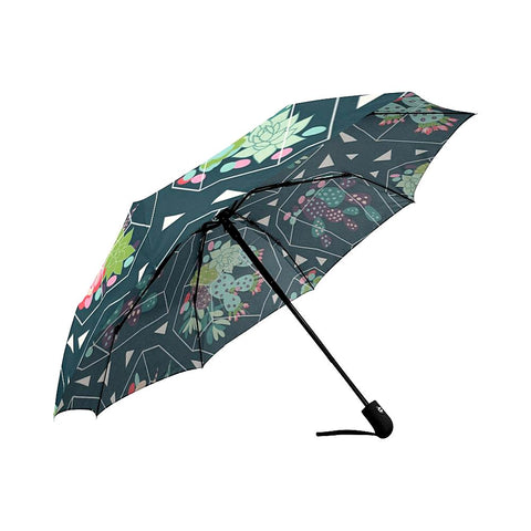 Image of Seamless Pattern with Succulents and Cactuse Auto-Foldable Umbrella (Model U04)