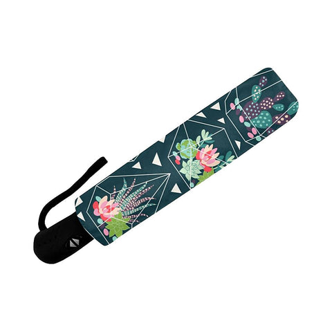 Image of Seamless Pattern with Succulents and Cactuse Auto-Foldable Umbrella (Model U04)