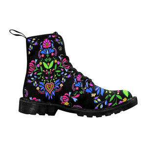 Seamless Polish Pattern Multicolor Womens Lolita Combat Boots,Hand Crafted,Womens