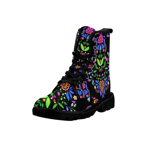 Image of Seamless Polish Pattern Multicolor Womens Lolita Combat Boots,Hand Crafted,Womens