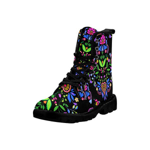 Seamless Polish Pattern Multicolor Womens Lolita Combat Boots,Hand Crafted,Womens