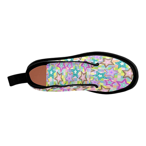 Image of Seamless Star Multicolor Pattern Womens Lolita Combat Boots,Hand Crafted