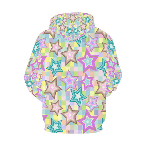 Image of Seamless Star Multicolor Womens Colorful Feathers, Bright Colorful, Floral, Hippie, Hoodie