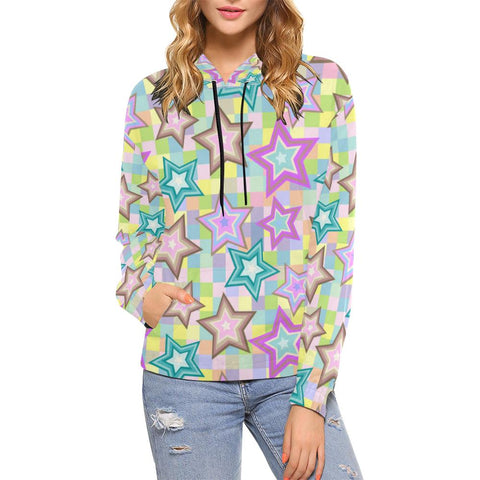 Image of Seamless Star Multicolor Womens Colorful Feathers, Bright Colorful, Floral, Hippie, Hoodie