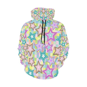 Seamless Star Multicolor Womens Colorful Feathers, Bright Colorful, Floral, Hippie, Hoodie