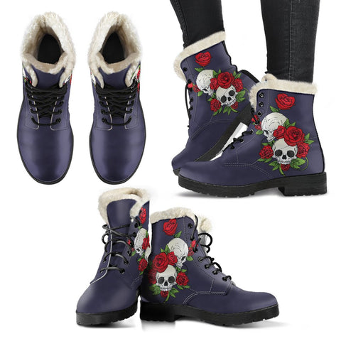 Image of Skull And Roses Eclipse Combat Style Boots, Rain Boots,Hippie,Emo Punk Boots,Goth Winter Boots,Casual Boots, Ankle Boots, Custom Boots