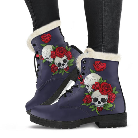 Image of Skull And Roses Eclipse Combat Style Boots, Rain Boots,Hippie,Emo Punk Boots,Goth Winter Boots,Casual Boots, Ankle Boots, Custom Boots