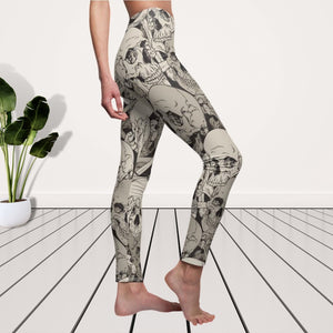 Skull & Bone Multicolored Beige Women's Cut/ Sew Casual Leggings, Yoga Pants,