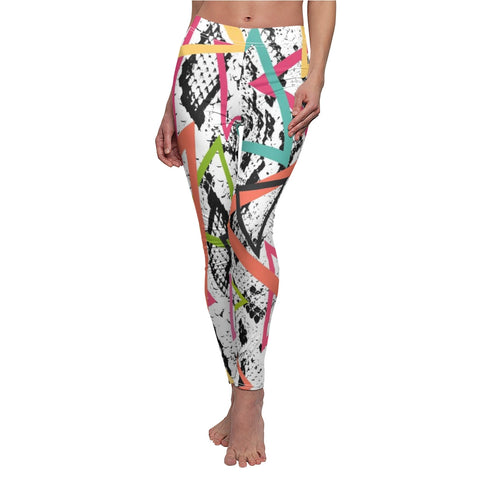 Image of Snake Animal Print Abstract Colorful Lines Women's Cut & Sew Casual Leggings,