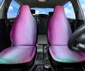 Soft Blue Purple Textured Car Seat Covers, Universal Fit Front Seat Protectors,