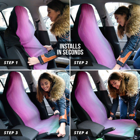 Image of Soft Blue Purple Textured Car Seat Covers, Universal Fit Front Seat Protectors,