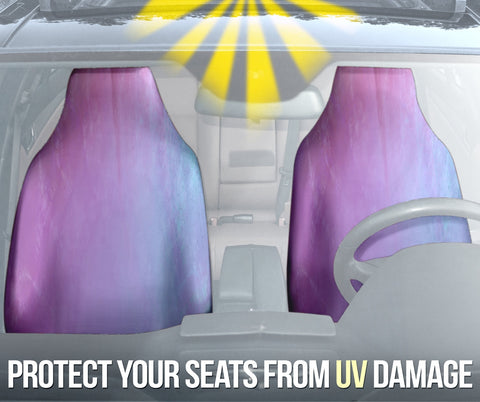 Image of Soft Blue Purple Textured Car Seat Covers, Universal Fit Front Seat Protectors,