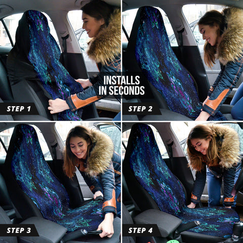 Image of Galaxy Print Car Seat Covers, Space,Themed Mandala Design, Vehicle Seat