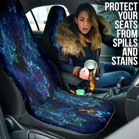 Image of Galaxy Print Car Seat Covers, Space,Themed Mandala Design, Vehicle Seat