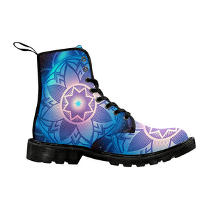 Space Mandala Blue Womens Boots Custom Boots,Boho Chic Boots,Spiritual Rain Boots