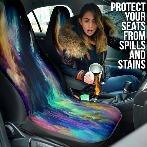 Image of Galaxy Car Seat Covers, Nebula Outer Space Design Protectors, Cosmic Starry Auto