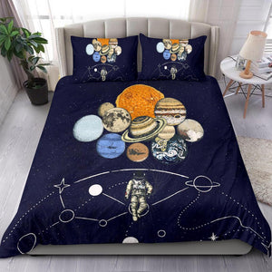 Spaceman Balloon Planets Galaxy Printed Duvet Cover, Bedding Set, Doona Cover, Dorm Room College, Bedding Coverlet, Twin Duvet Cover