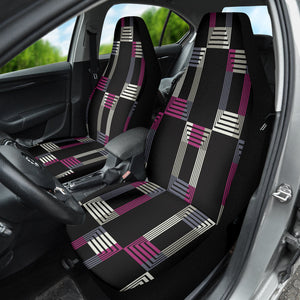 Boho,Chic Ethnic Stripe Square Pattern Car Seat Covers, Customizable, Free
