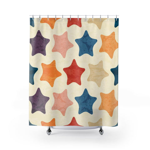 Image of Star Multicolored Abstract Colorful Shower Curtains, Water Proof Bath Decor |
