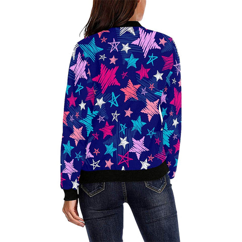 Image of Stars Colorful Womens Jacket Colorful Feathers, Bright Colorful, Floral, Hippie, Cool jacket
