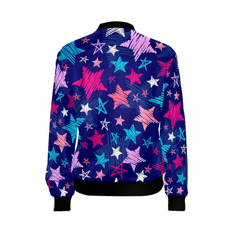 Image of Stars Colorful Womens Jacket Colorful Feathers, Bright Colorful, Floral, Hippie, Cool jacket