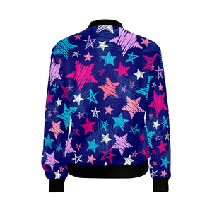 Stars Colorful Womens Jacket Colorful Feathers, Bright Colorful, Floral, Hippie, Cool jacket