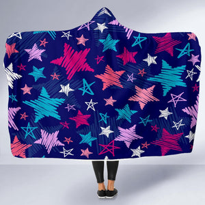 Stars Hooded blanket,Blanket with Hood,Soft Blanket,Hippie Hooded Blanket,Sherpa Blanket,Bright Colorful, Colorful Throw,Vibrant Pattern