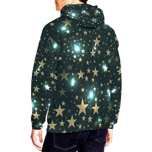 Stars seamless Magic Men Hoodies Colorful Feathers, Bright Colorful, Floral, Hippie, Oversize Hoodie