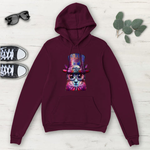 Image of Steampunk Cat Psychedelic Multicolored Classic Unisex Pullover Hoodie, Mens,