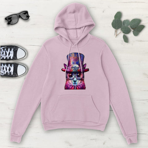 Image of Steampunk Cat Psychedelic Multicolored Classic Unisex Pullover Hoodie, Mens,